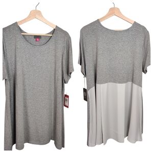 Vince Camuto Dressy Gray T-Shirt/Top, 2X